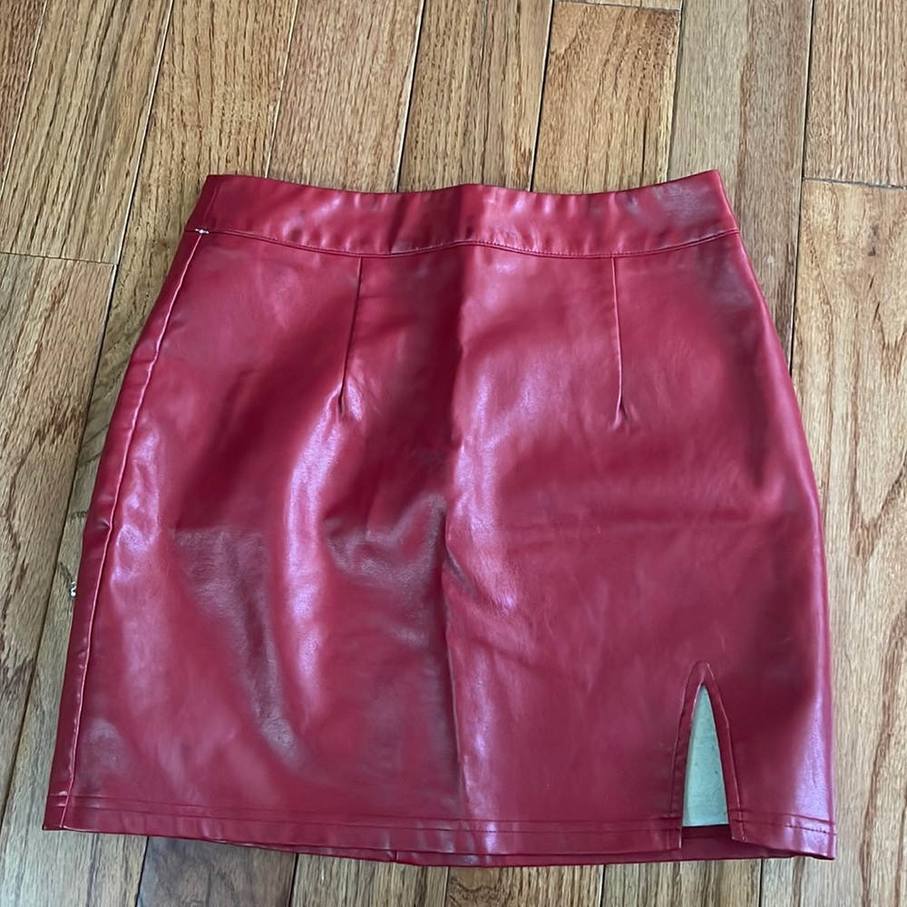 Lulus Red Leather Skirt with Slip